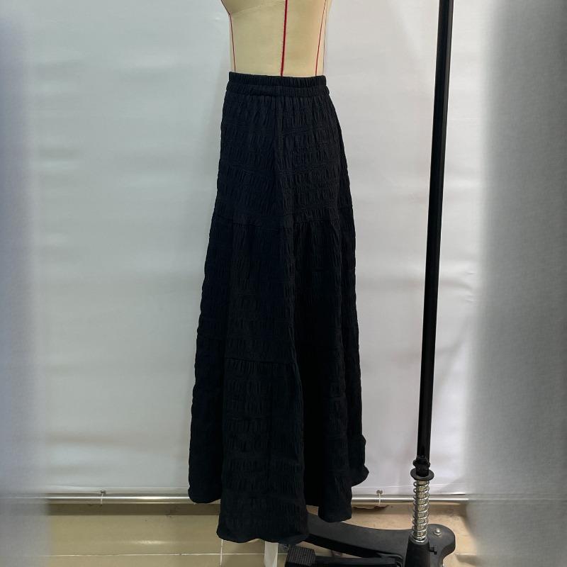 Летняя свободная черная длинная юбка А-силуэта, женская элегантная облегающая модная новая плиссированная женская юбка, винтажная простая женская юбка с высокой талией 25921