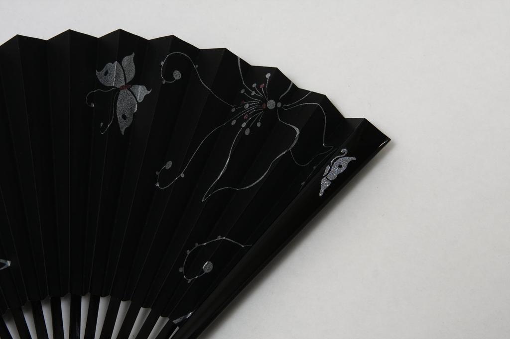Веер Киото, черный веер с бумажной коробкой [Хасэгава] Сумка с узором «Бабочка»,