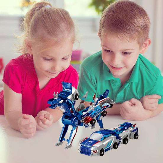 2Pcs/Set Transformable Flying Dragon Toy Collision Deformation Mini Car Educational Transforming Mechanical