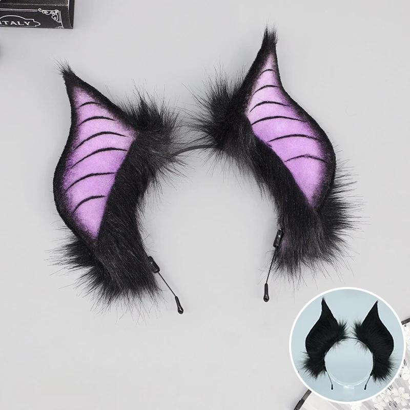 Cute Handmade Faux Fur Bat Ears Headband Halloween Christmas Cosplay Party Costume Accessories Masquerade Party Headdress