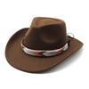Vintage Western Cowboy Hat Cowboy Hat Felt Hat Wool Top Hat Ethnic Wind Hat Curled Jazz Hat