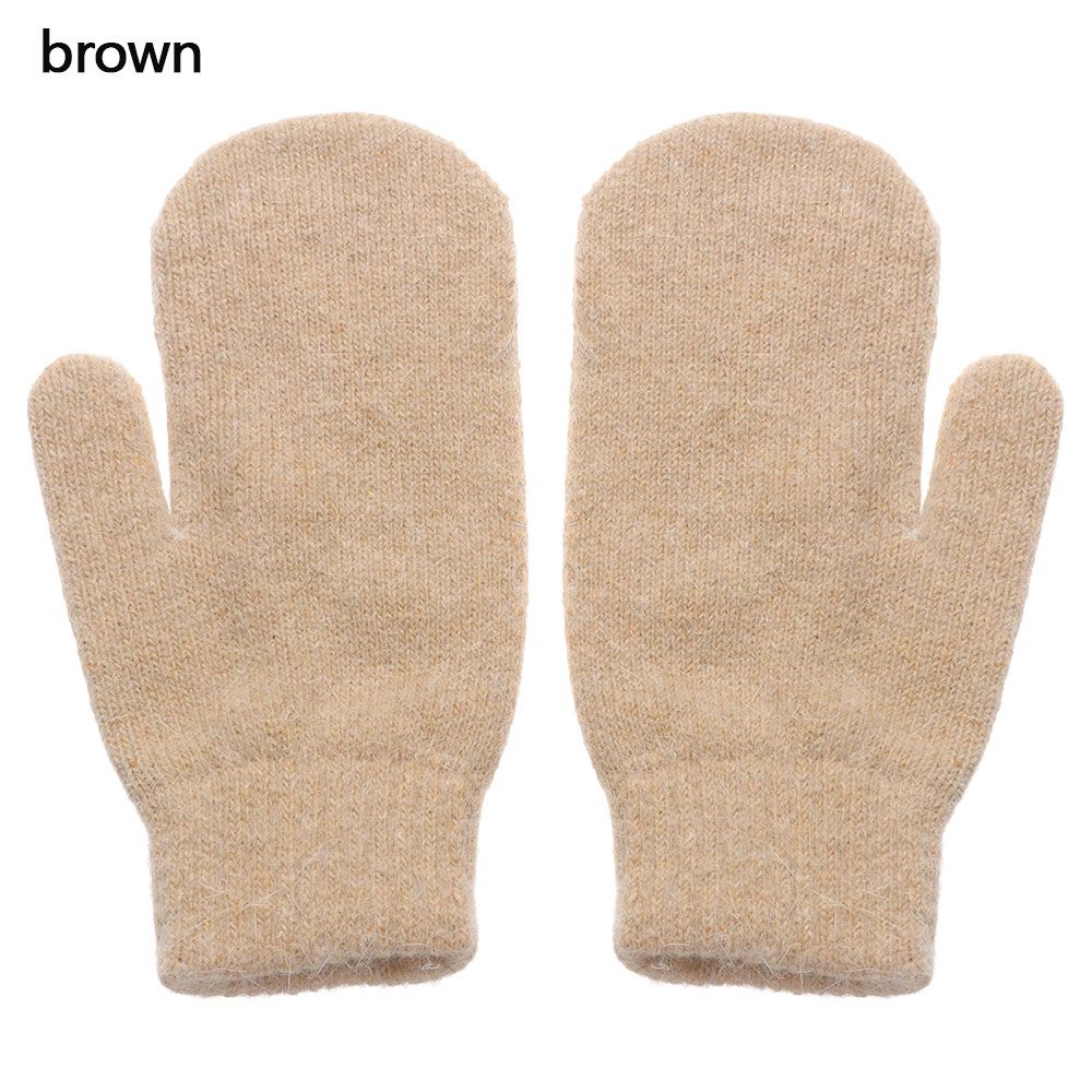 Women Girl Solid Color Soft All Fingers Double Layer Rabbit Hair Mittens Winter Gloves
