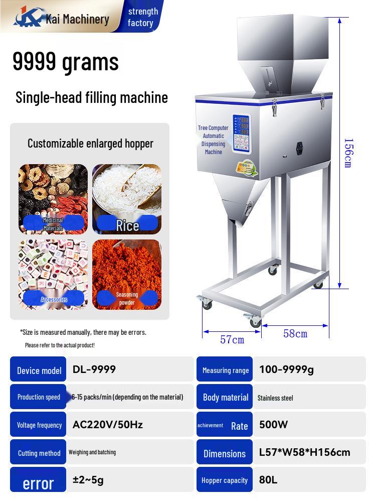 Zhouda Granular Rice & Powder Filling Machine 30-2500g, Fully Automatic Weighing & Packing System