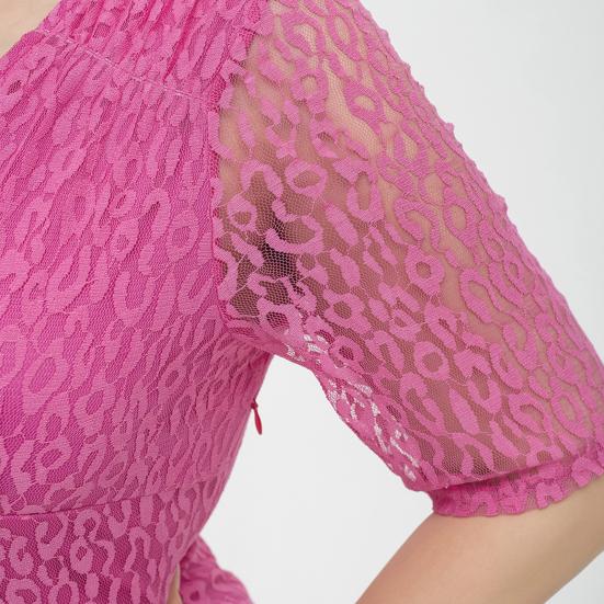 Plus Size Dress Lace V Neck Short Sleeves Leopard Pattern Double-layered Prom Wedding Party Midi Dress Summer Short Dress