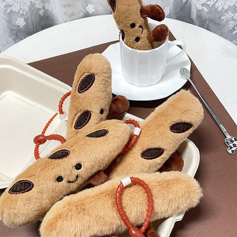 Cute Food Plush Keychain Hanging Accessories Croissant Baguette Pretzel Bread Collection Decorative Anime Keychain Gift For Kids