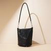 2025 New Versatile Retro Two-layer Cowhide Bucket Women's Bag Premium Simple Zipper Shoulder Messenger Bag
