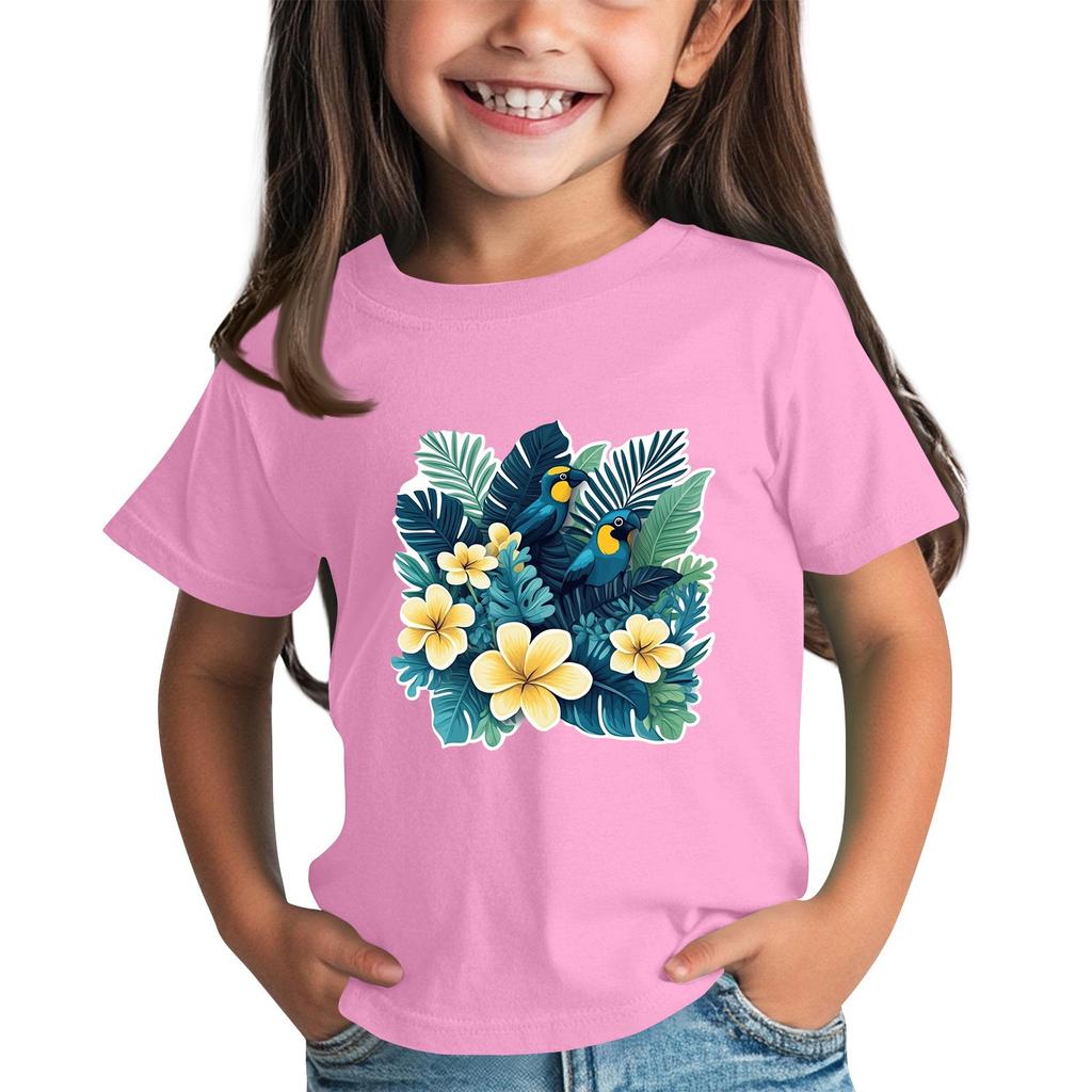 Детская модная повседневная футболка с круглым вырезом и короткими рукавами