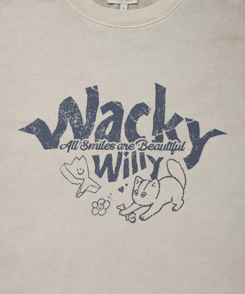 WACKY WILLY Kiki Leo Typographic Sweatshirt Ecru