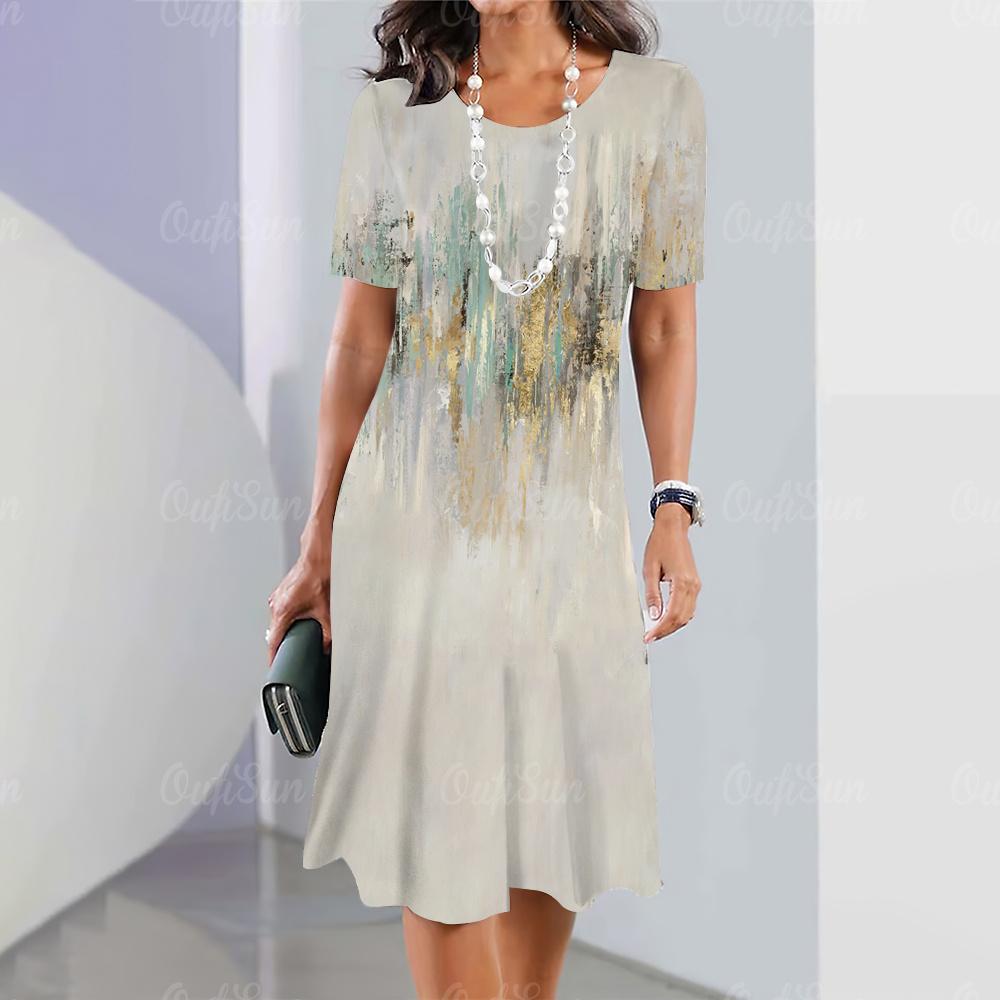 2024 Новые женские платья с графическим принтом Элегантные и красивые платья миди больших размеров Женское летнее цельное платье