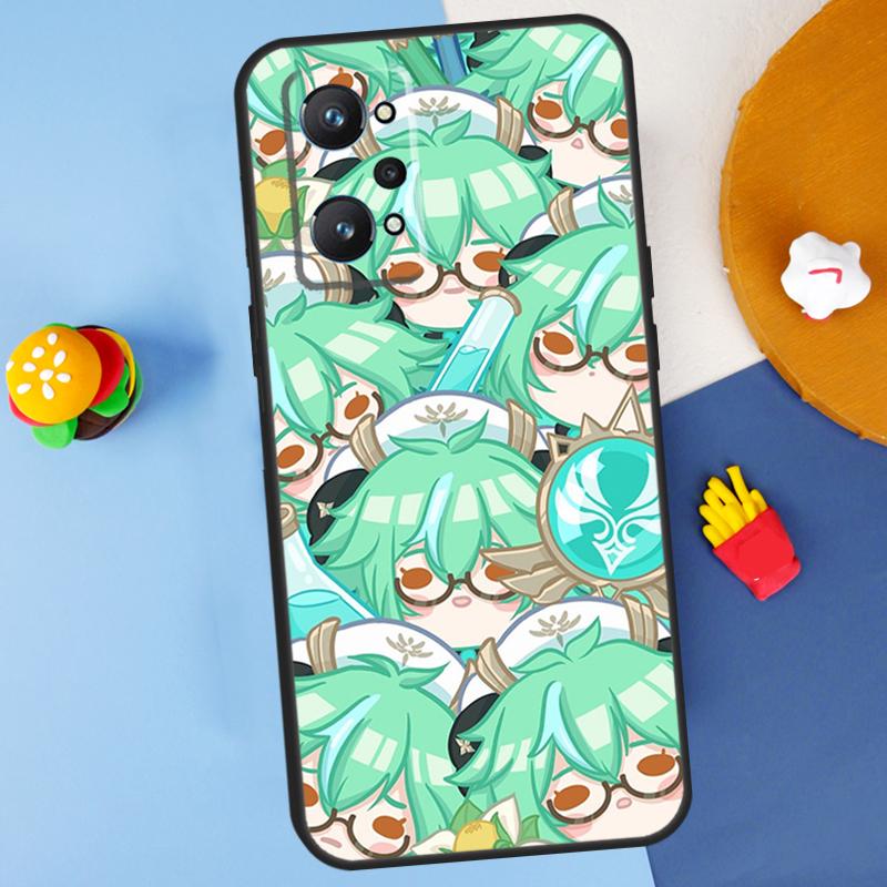 Милый Мультяшный Genshin Impact Для Realme GT7 Pro GT 6T 6 5 C67 C61 C55 C53 C51 C21Y C25S C75 10 11 12 13 14 Pro Plus Чехол