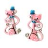 [P3934] - Designer Earrings 'Lilipoupettes' (cats) Pink - 17x11 Mm