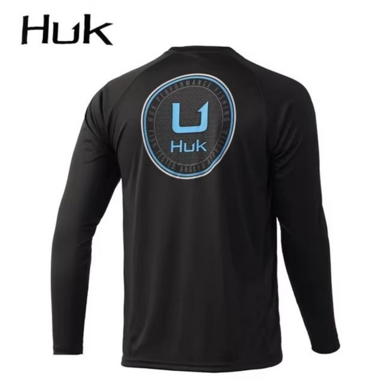 HUK Одежда для рыбалки Luya Футболка с длинным рукавом и круглым вырезом Мужская Защита от солнца Быстросохнущая Дышащая