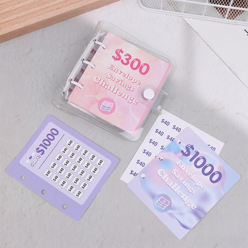 Папка-переплет для экономии денег на $150/300/500/1000 Папка-переплет для сбережений Мини-папка для хранения наличных денег Бюджетная книга Конверт для экономии денег Блокнот