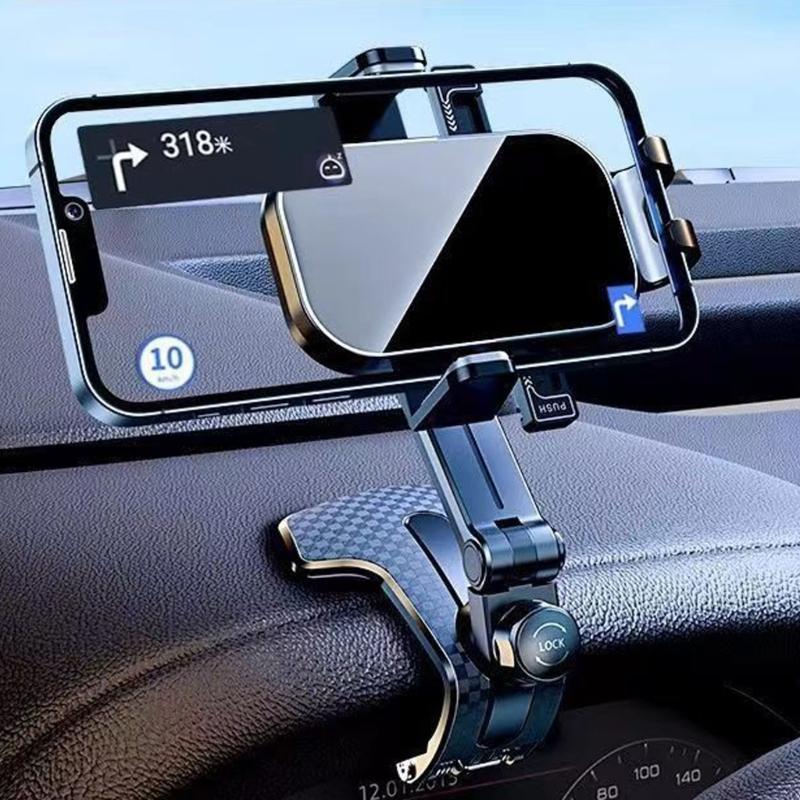 Car Clip Type Dashboard Mounted Phone Holder Shockproof Cellphone Holder Mount Automotive 360 Degree Rotating Stand