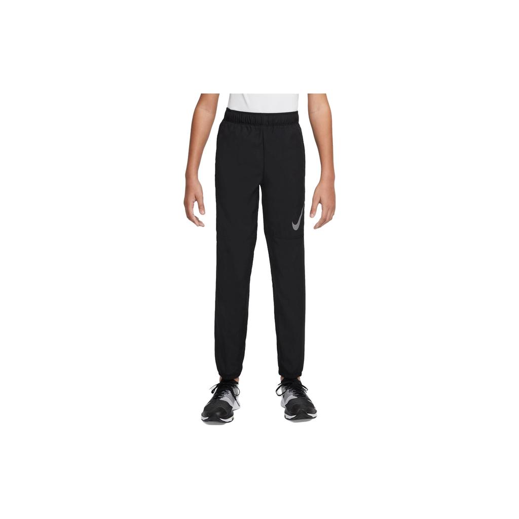 Nike Kids Logo Solid Color Elastic Waist Knitted Sports Pants Kids Bottoms Black DD5056-010