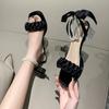 New Summer Fashion Sexy Square Toe Thick Heel Fashion Sandals Simple Mesh Banquet Party Crystal Heel High Heels NO:Q2942