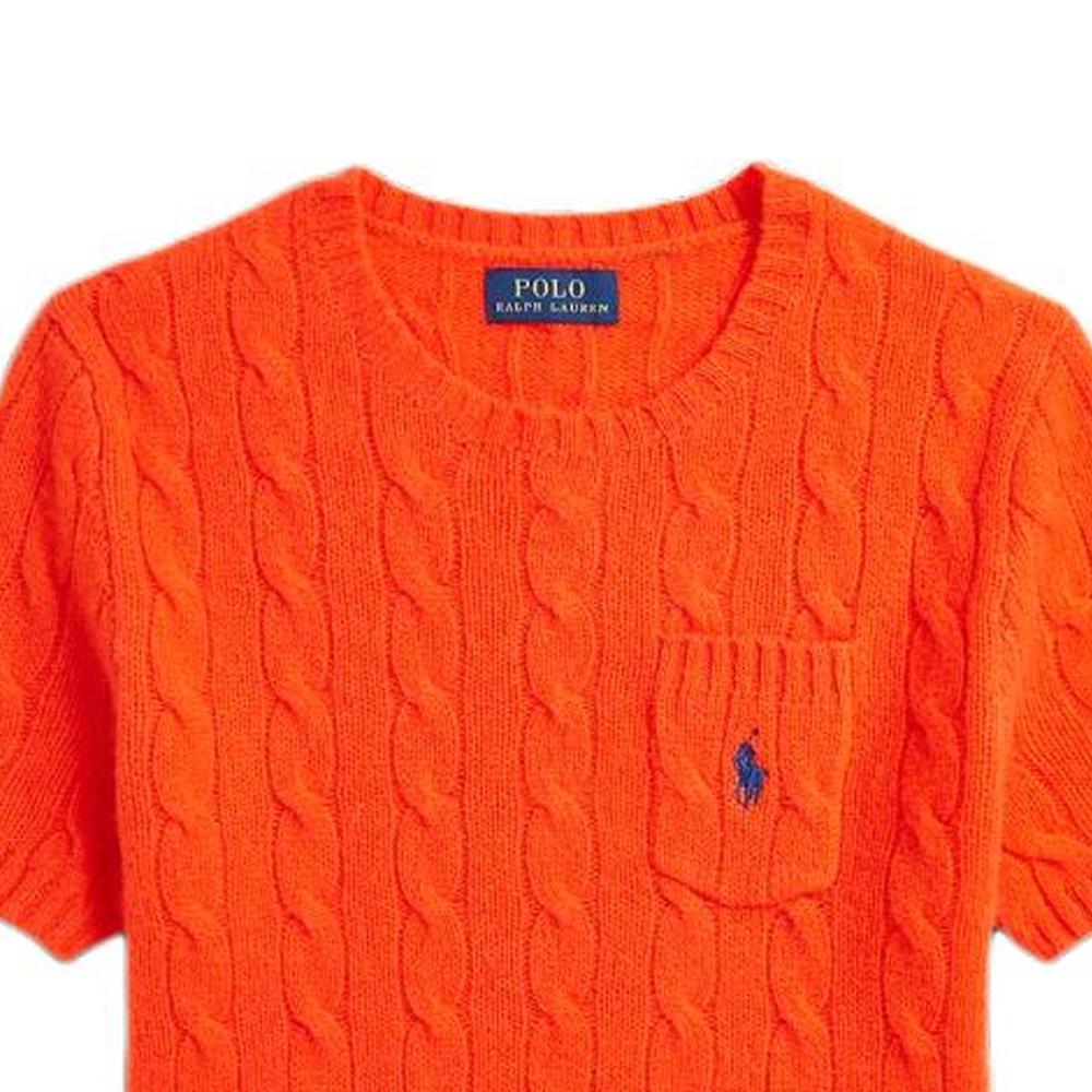 Polo Ralph Lauren Осень/Зима 24 Узкий крой Свитер с косами Женский свитер Сумеречно-оранжевый WMPOSWENC021008-800