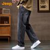 Jeep Мужские осенне-зимние выстиранные джинсы прямого кроя