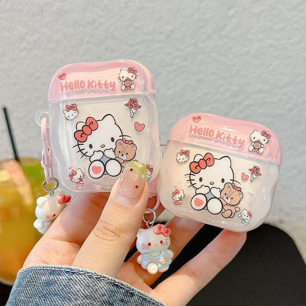 Cute Hello Kitty KT earphone case for Apple AirPods 1 /1 generation cartoon KT bear pro1 earphone case