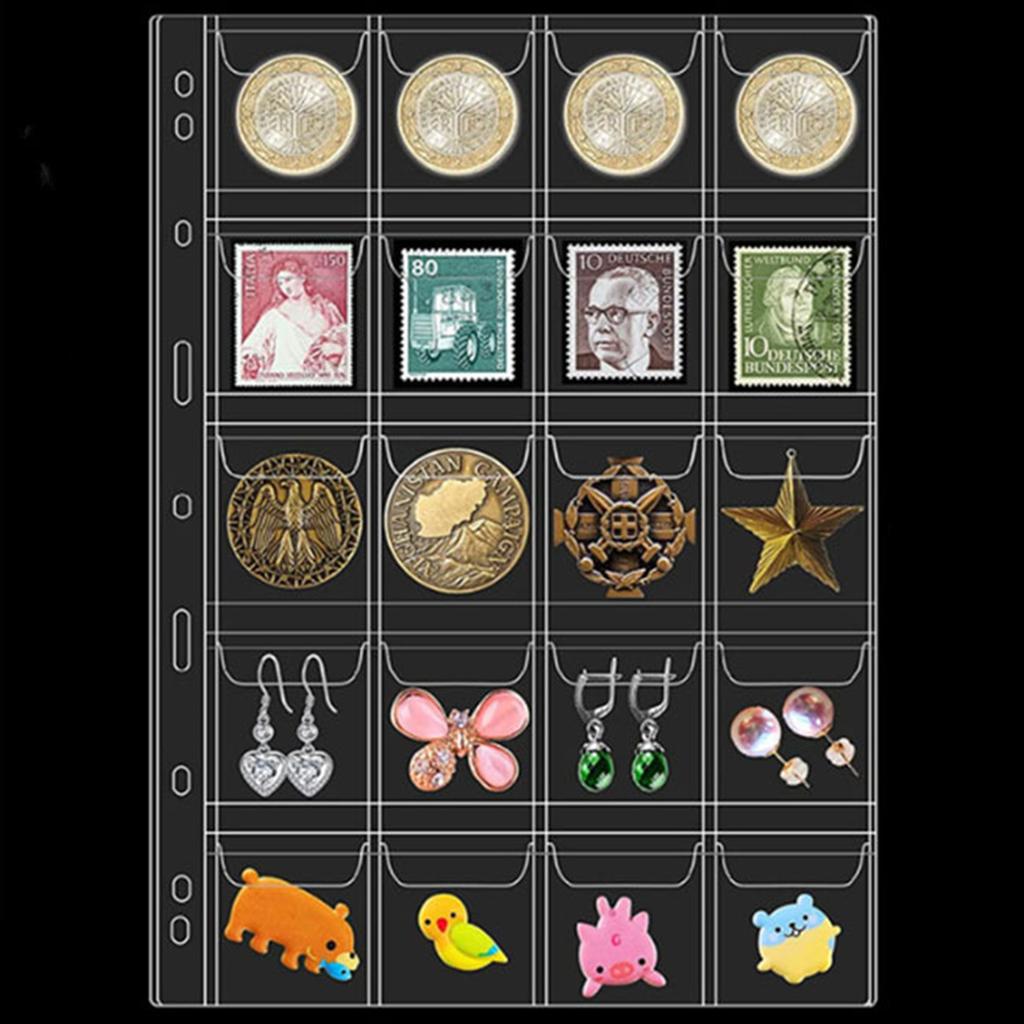 20 страниц Альбом для коллекции монет Держатель Чехол большой вместимости с 200 карманами для монет 30 карманов для банкнот, пенни, четвертаков, марок