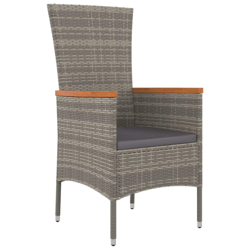 5 piece garden dining set with cushions gray poly rattan