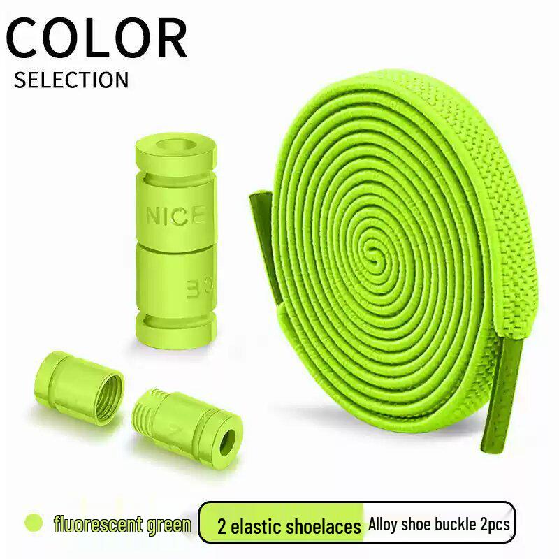 Green No-Tie Elastic Shoelace Buckle - Easy Fit for Men, Women & Children