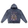 DTG print Knitted Denim Zip-Up Hoodie Copy of ANUBIS DIOS EGIPCIO Brother Print Zipper Hoodies  