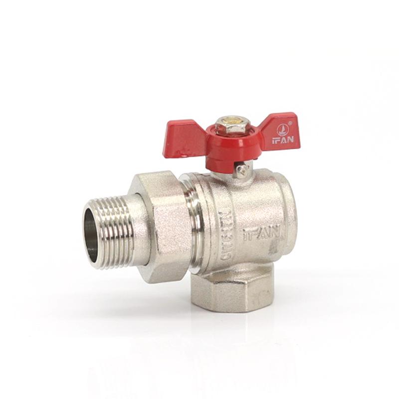 Copper Ball Valve DN15 - Internal/External Thread, 4/6 inch Floor Heating Manifold, Union Brass Valve