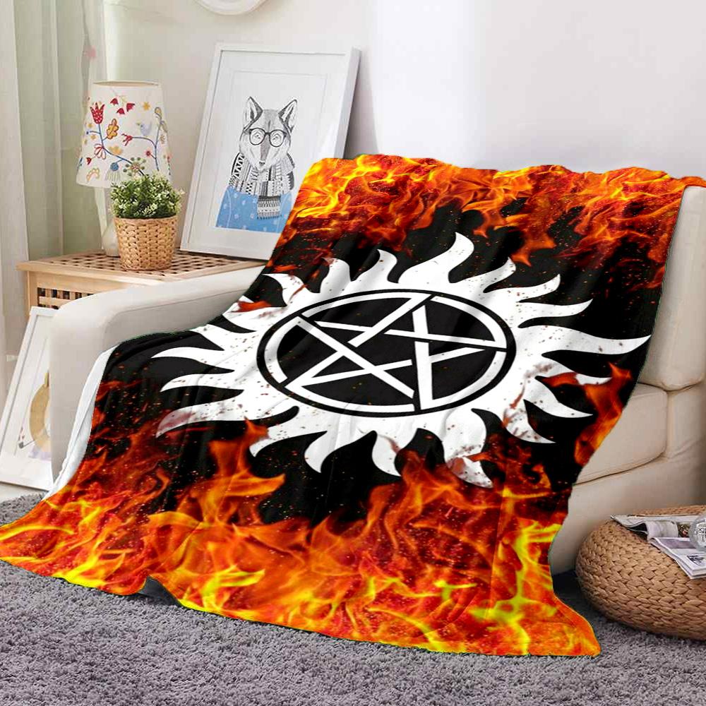 Supernatural Fire Flannel Blanket Throw Blanket Soft Warm Sofa Bed Camping Car home Decor Unique Christmas Gift C930307