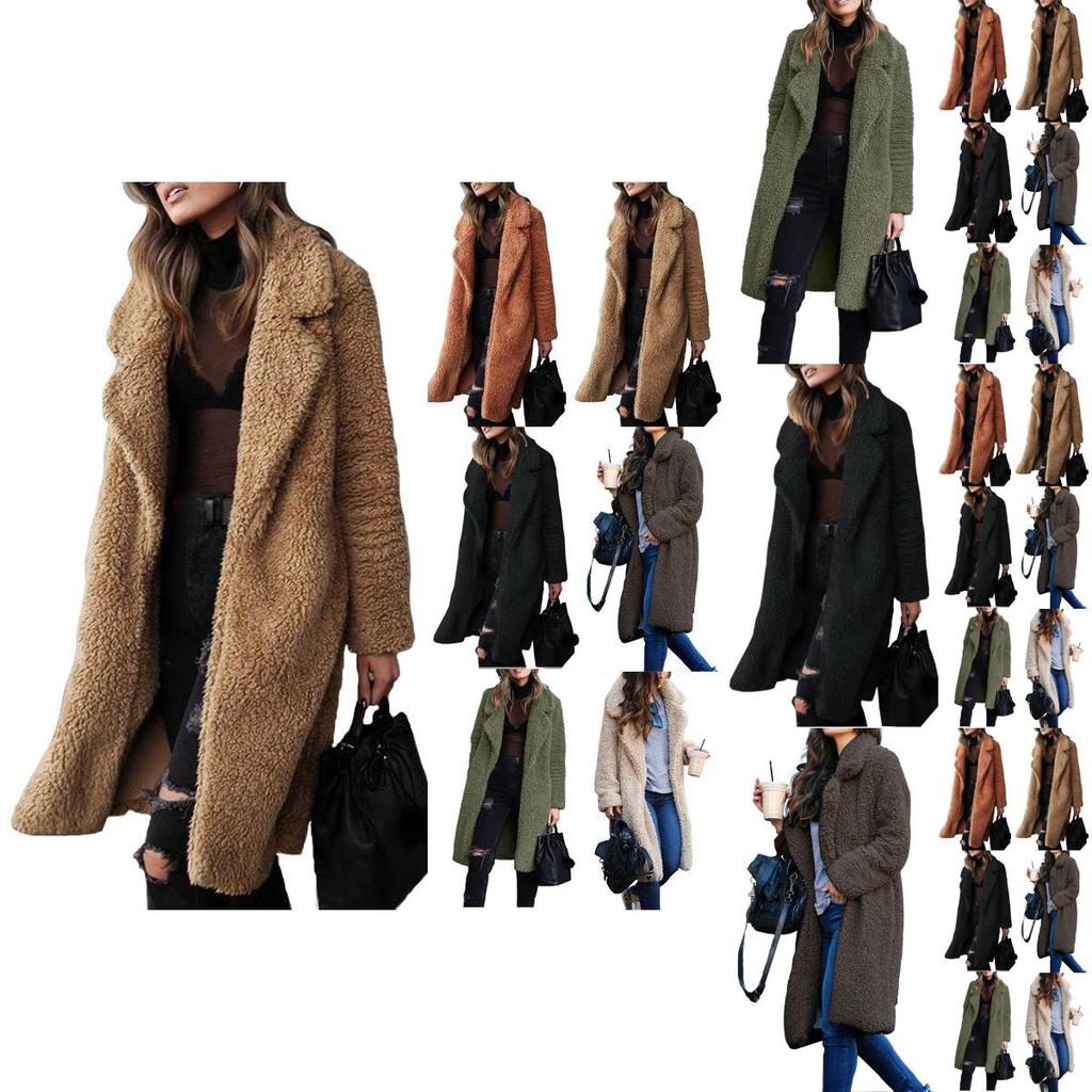 Роскошная женская куртка Женский длинный кардиган-пальто Тедди из искусственного меха для зимнего тепла