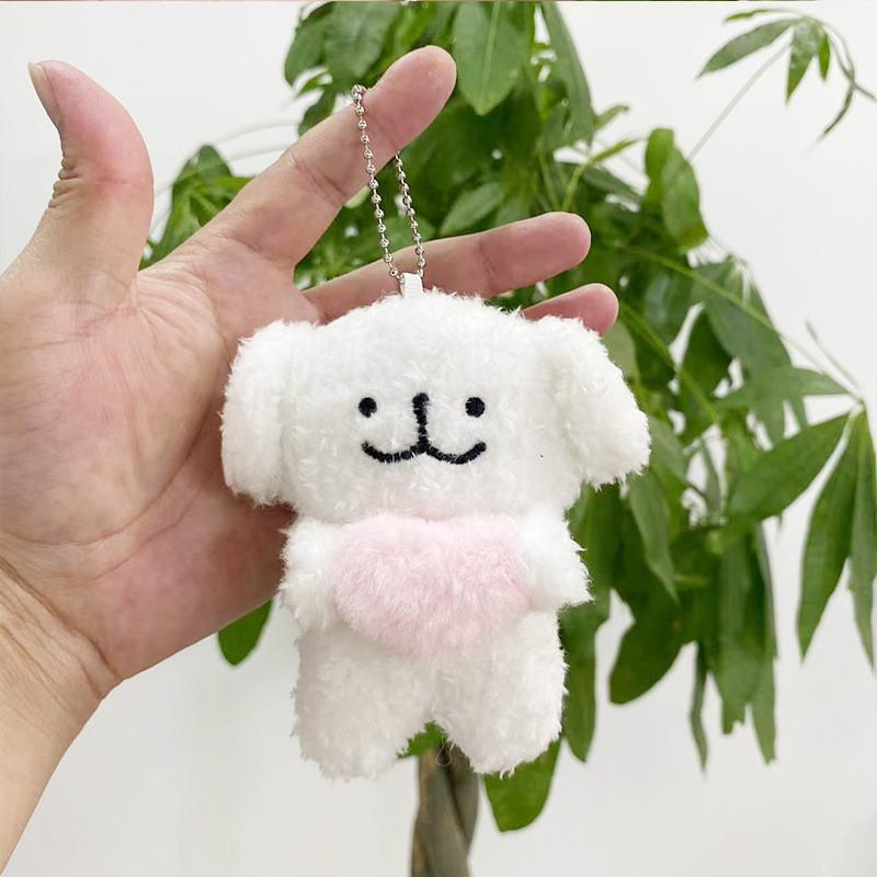 Charming Fluffy White Dog Plush Doll Pouch Accessory For Stylish Outings