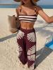 European and American swimsuit women's stripes quick-drying beach sunscreen trousers three-piece set split European and American stripes