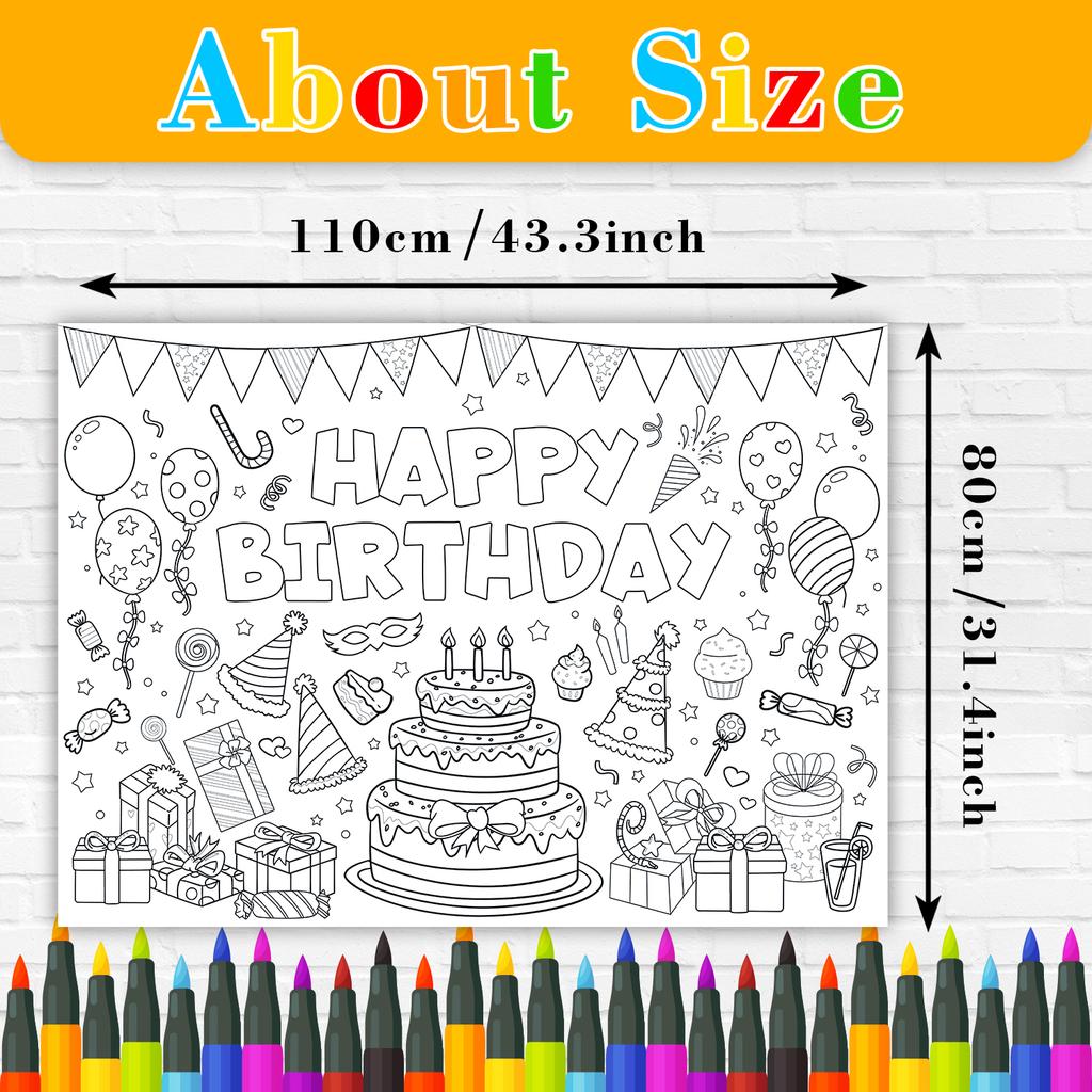 Large Children Drawing Diy Birthday Sticky Color Filling Paper Coloring Paper Coloring Tablecloth For Kids Early Educational Toy
