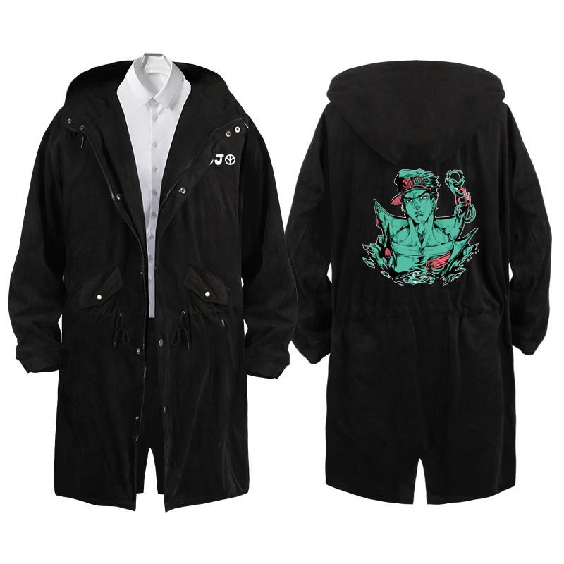 JoJos Bizarre Adventure Anime Hooded Trench Coat Students Winter