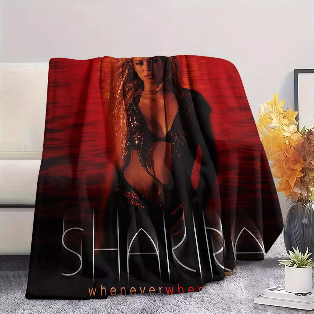 1PC Shakira Print Flannel Blanket, High quality Comfortable for All Seasons, Home Decor, Warmth and Comfort, Perfect for Christmas Gifts