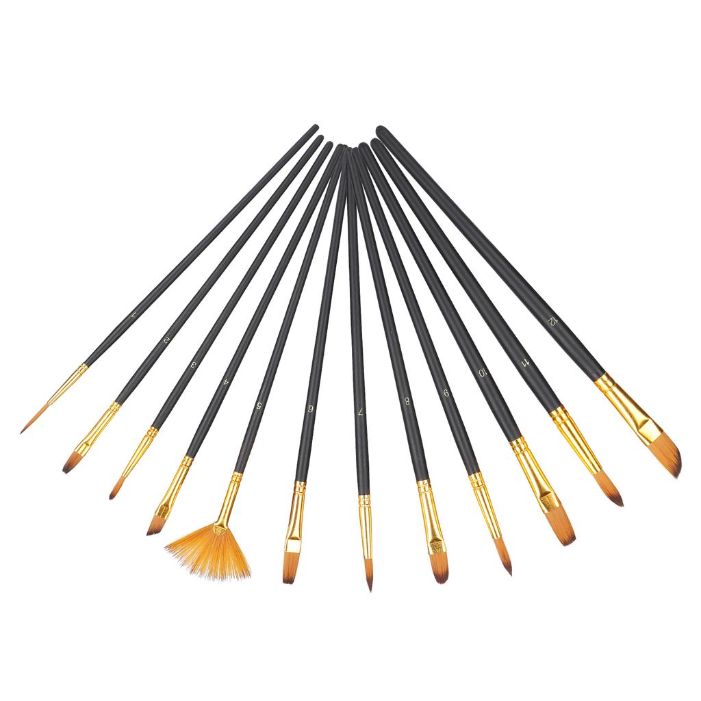 Набор из 12 кистей для рисования, нейлоновый ворс, профессиональные кисти для рисования акварелью