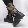 Мужские зимние теплые ботинки для снега, резиновые походные ботинки, камуфляжные сапоги до колена, водонепроницаемые, большого размера