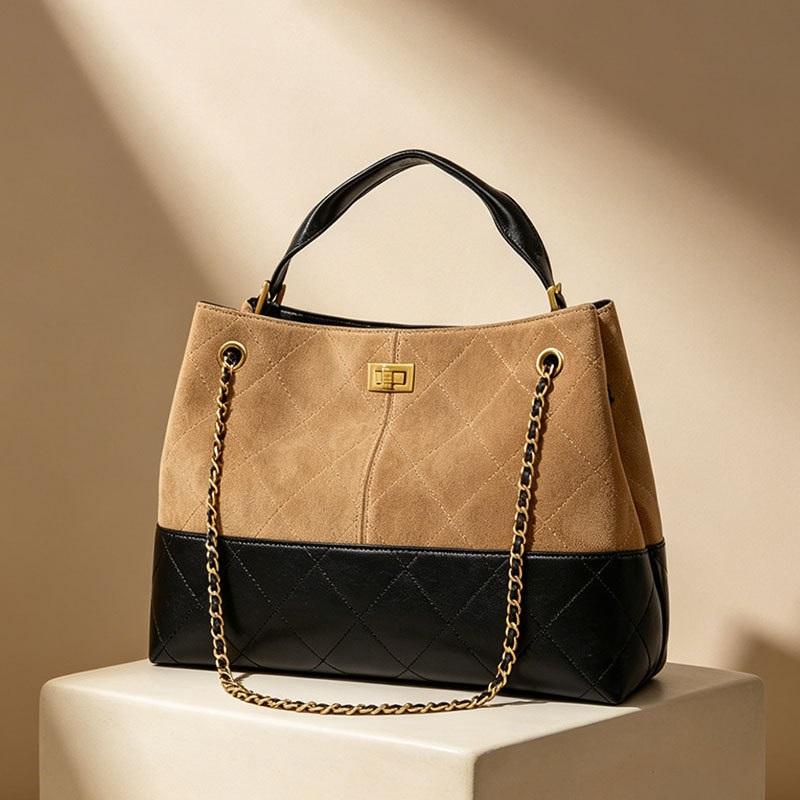 Handbag Frosted Bag Women's Retro Fashion High-end Shoulder Bag Large Capacity Commuter Bucket Bag