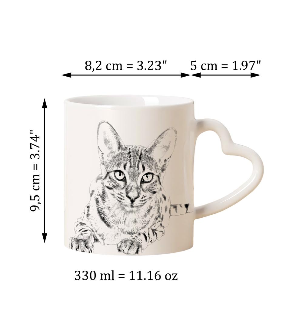Egyptian Mau Cat – Cat mug, adorable heart-shaped handle mug | Art-Dog