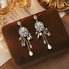 Original handmade high-end court style crystal fringed earrings niche design light luxury earrings temperament earrings women