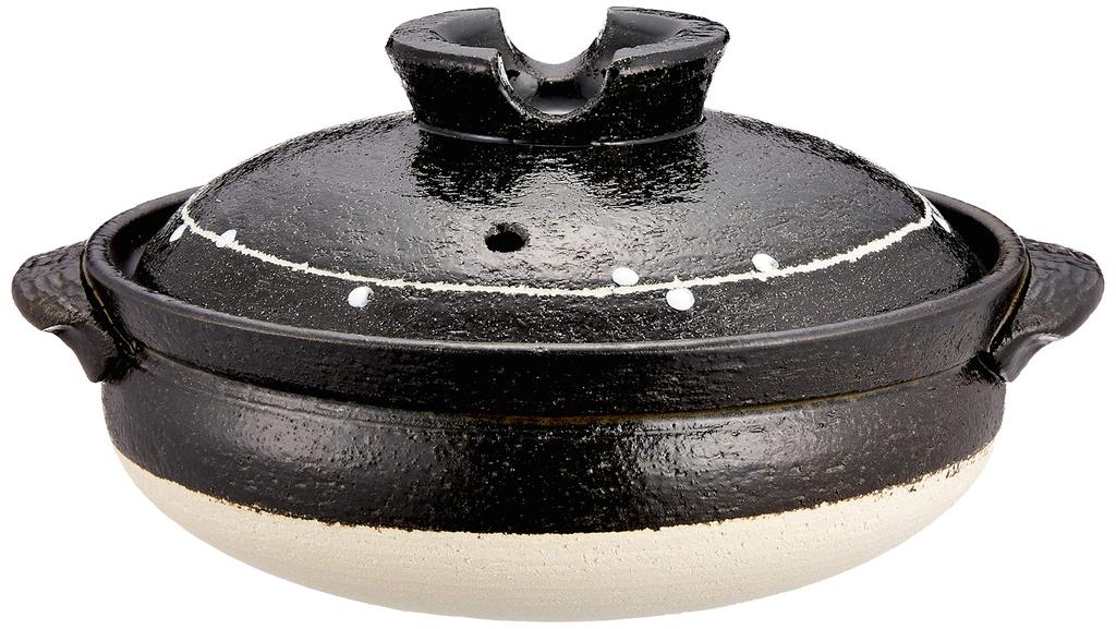 Saji Pottery Banko Ware Earthen Pot 6 For 1 Person Ichichin Kakiotoshi Black No. (19cm) 32-288