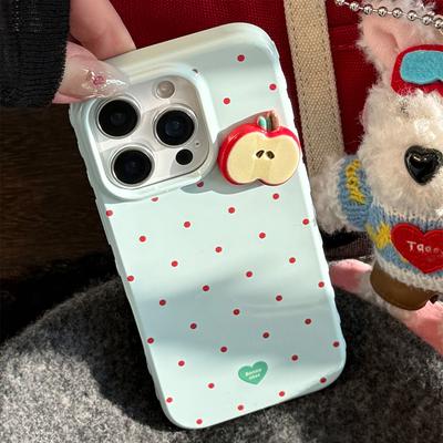 Красные Точки Яблоко 17 Чехол для Мобильного Телефона Iphone16promax Подходит для 12 Противоударный 14 Трехмерный 13 Маленький Свежий 15