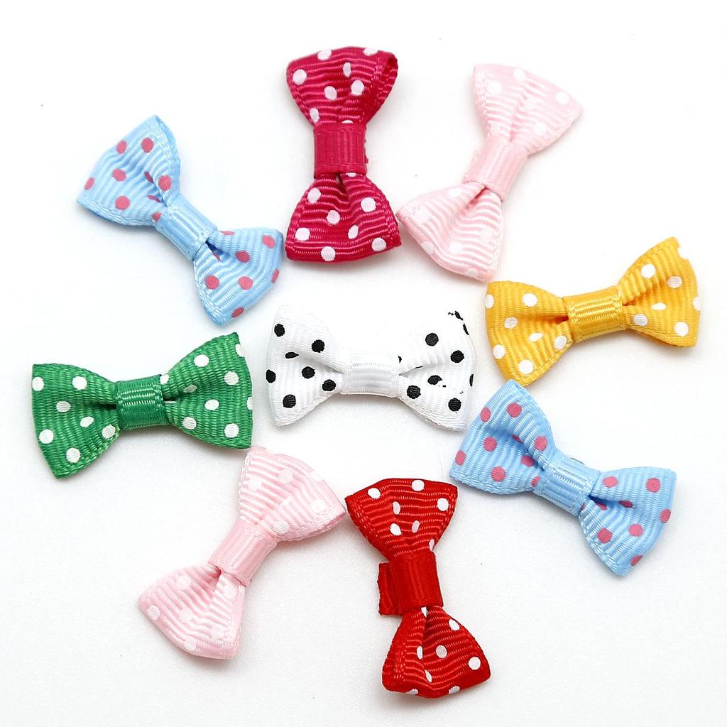 25/50Pcs Dots Satin Multi Color Grosgrain Dots Satin Ribbon Bow For Sewing Craft Wedding Bow Tie Decoration