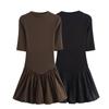 Autumn 2024 Women's European & American Style Poplin Short Sleeve Stand Collar Dress