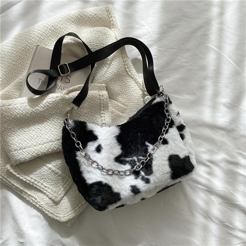 Высокая стоимость иностранного стиля плюшевая маленькая сумка-тоут милая пушистая сумка через плечо сумка-мессенджер