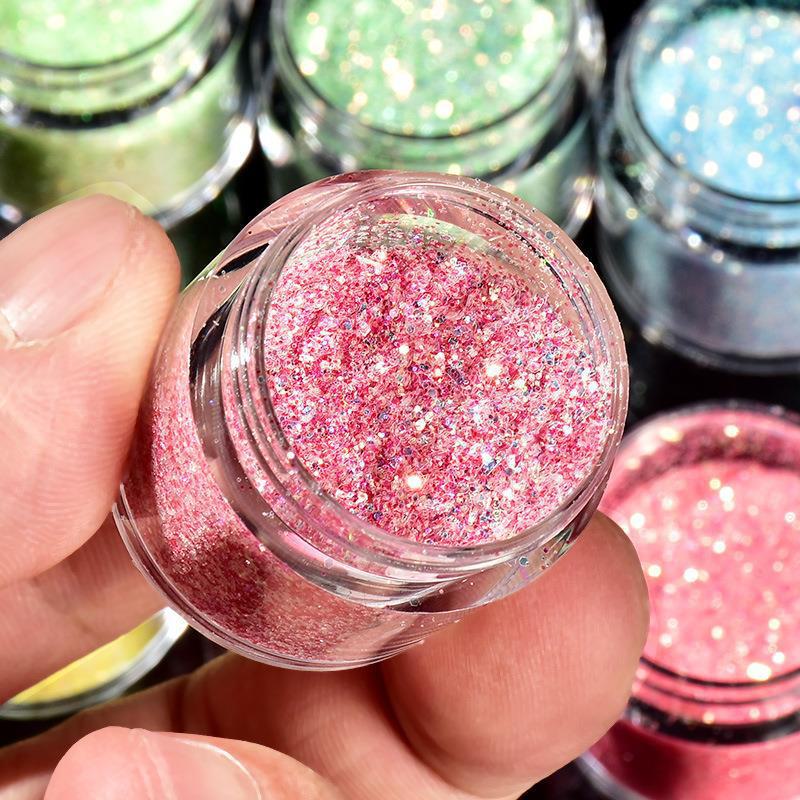 Dreamy Summer Glitter Mix: Hexagonal Sequins, Laser, and Fine Glitter In DIY Hemp Material.