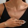 Light Luxury Simple Delicate Gold Diamond Heart Necklace Earrings Bracelet Ring Set