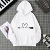 Women's Hoodie High Street Unisex Style Double Pockets Sweatshirts Outerwear Heart Print Women's Clothing