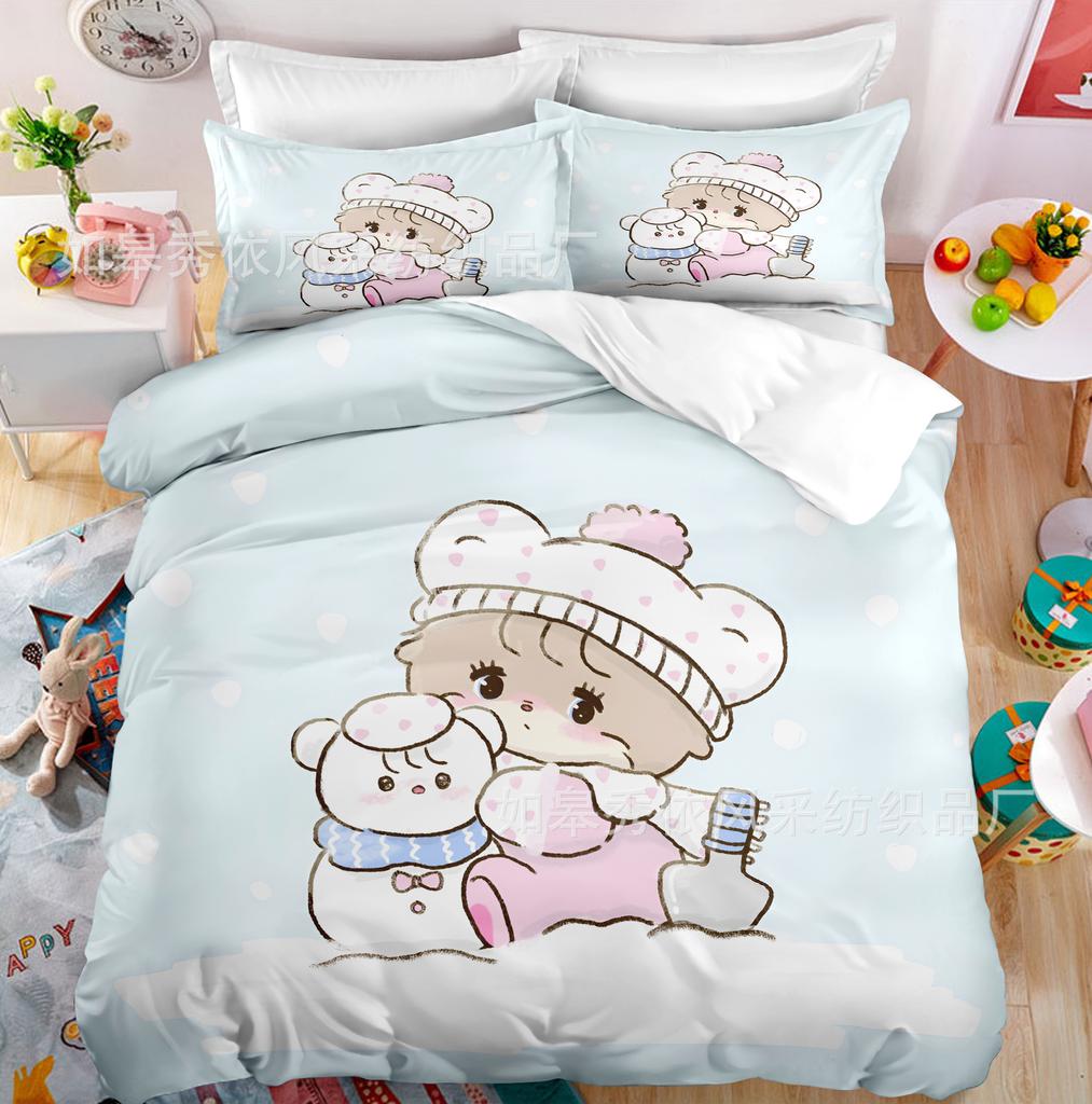 Kawaii MIKKO Bedding Sets Comforter Quilt Bed Cover Duvet Cover Pillow Case 2-3 Pieces Sets Kids Adult Size Cartoon Decoration