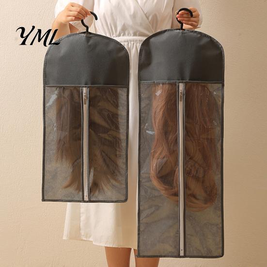 Hairpiece Protection Bag Wig Storage Hanging with Hook, Breathable Non-woven Fabric Dust-proof Holder Protector, Space Saving Portable Zipper Case for